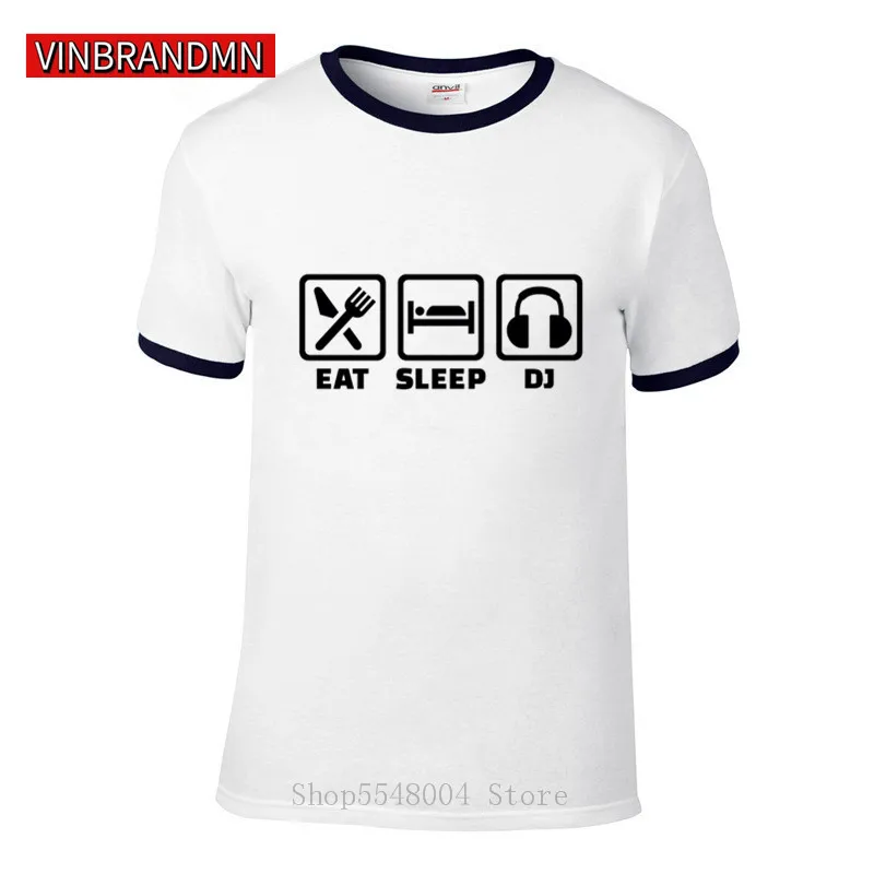 Футболка Eat Sleep DJ Мужская забавная модная вечерние лка для дискотеки тяжелый