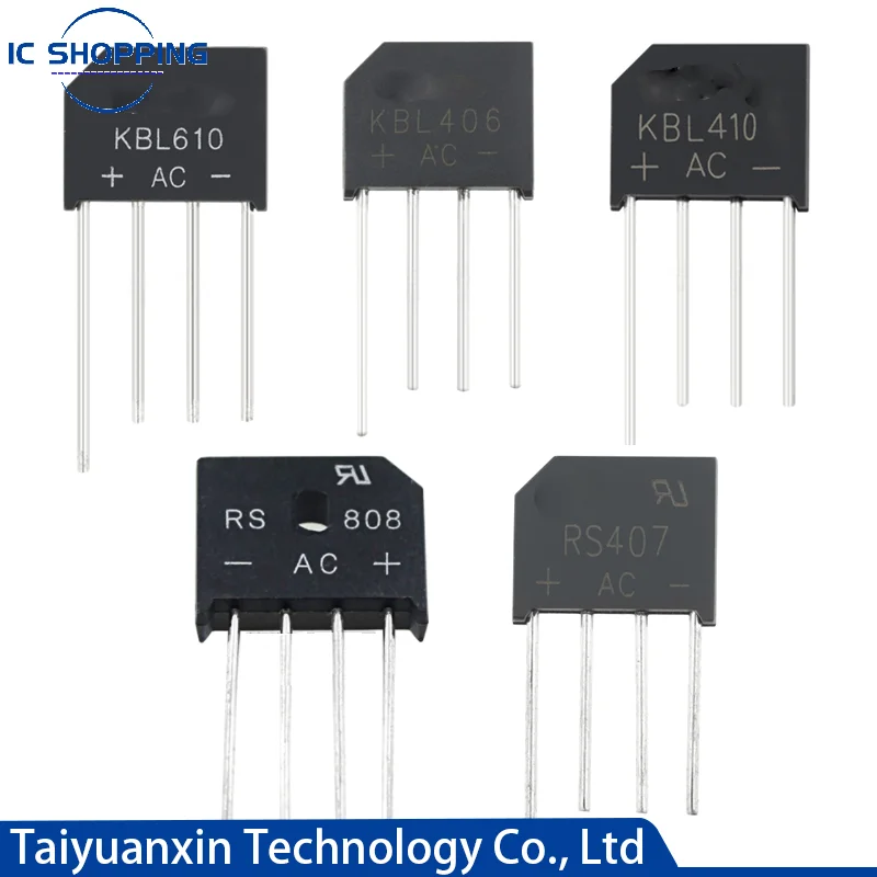 

5PCS Rectifier Bridge 2A 4A 5A 6A 8A RS207 RS406L RS407 RS507 RS606 RS608 RS808 KBL406 KBL410 KBL608 KBL610 600V 700V 800V 1000V