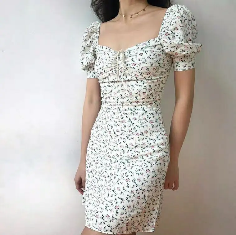 Summer Boho Tie Neck Floral Print Mini Sexy Dress Women Purple White Elegant Puff Sleeve Casual Chiffon Dresses 2021
Summer Boho Tie Neck Floral Print Mini Sexy Dress Women Purple White Elegant Puff Sleeve Casual Chiffon Dresses 2021