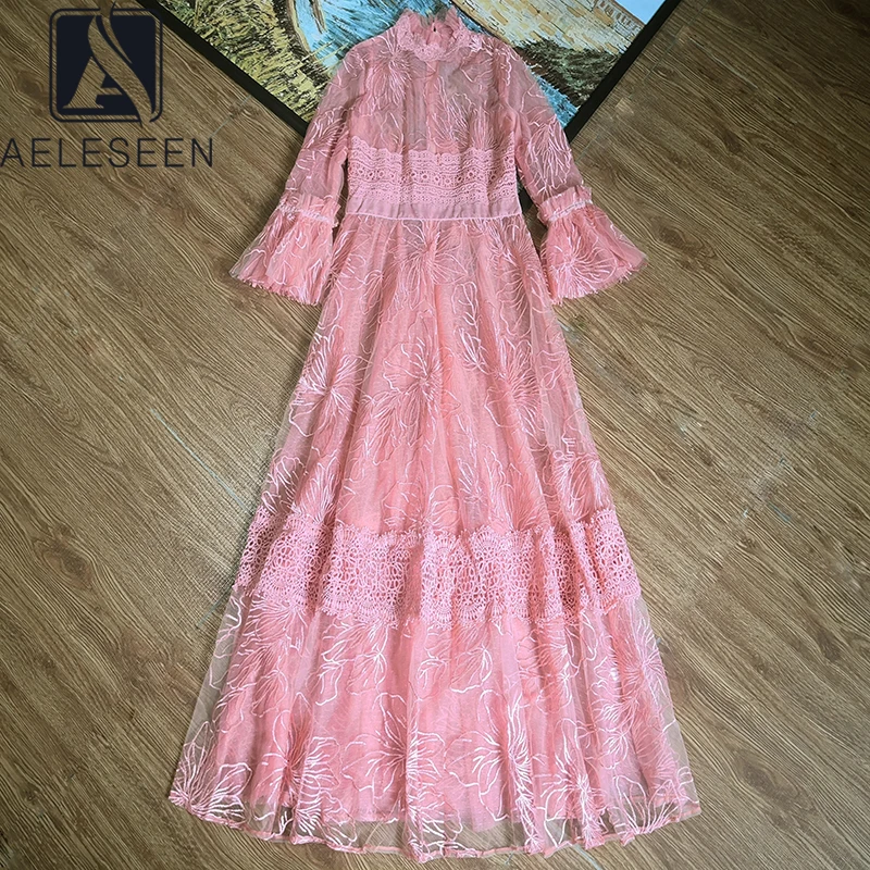 AELESEEN Runway Fashion Oversize Pink Dress Women 3/4 Flare Sleeve Flower Embroidery Lace Patchwork Black Dress Party Dress
AELESEEN Runway Fashion Oversize Pink Dress Women 3/4 Flare Sleeve Flower Embroidery Lace Patchwork Black Dress Party Dress