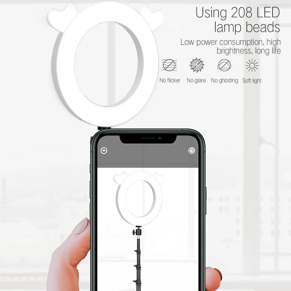 Live Streaming Makeup Filling Photography Dimmable Selfie USB With Phone Holder Cute Cartoon Portable LED Ring Light Video 2020
Live Streaming Makeup Filling Photography Dimmable Selfie USB With Phone Holder Cute Cartoon Portable LED Ring Light Video 2020