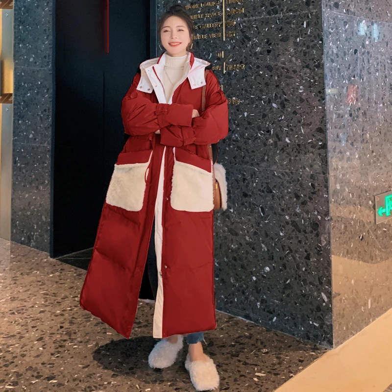 Winter Down Padded Jacket Female Loose Long Hooded Thick Casual Stitching Fashion Women Protect Against The Cold Windproof Coat
Winter Down Padded Jacket Female Loose Long Hooded Thick Casual Stitching Fashion Women Protect Against The Cold Windproof Coat