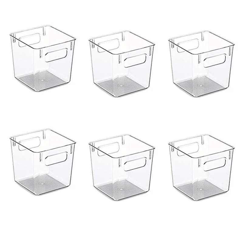 Plastic Stackable Kitchen Pantry Cabinet, Refrigerator or Freezer Food Storage Bins with Handles - 6 Pack - Clear
Plastic Stackable Kitchen Pantry Cabinet, Refrigerator or Freezer Food Storage Bins with Handles - 6 Pack - Clear