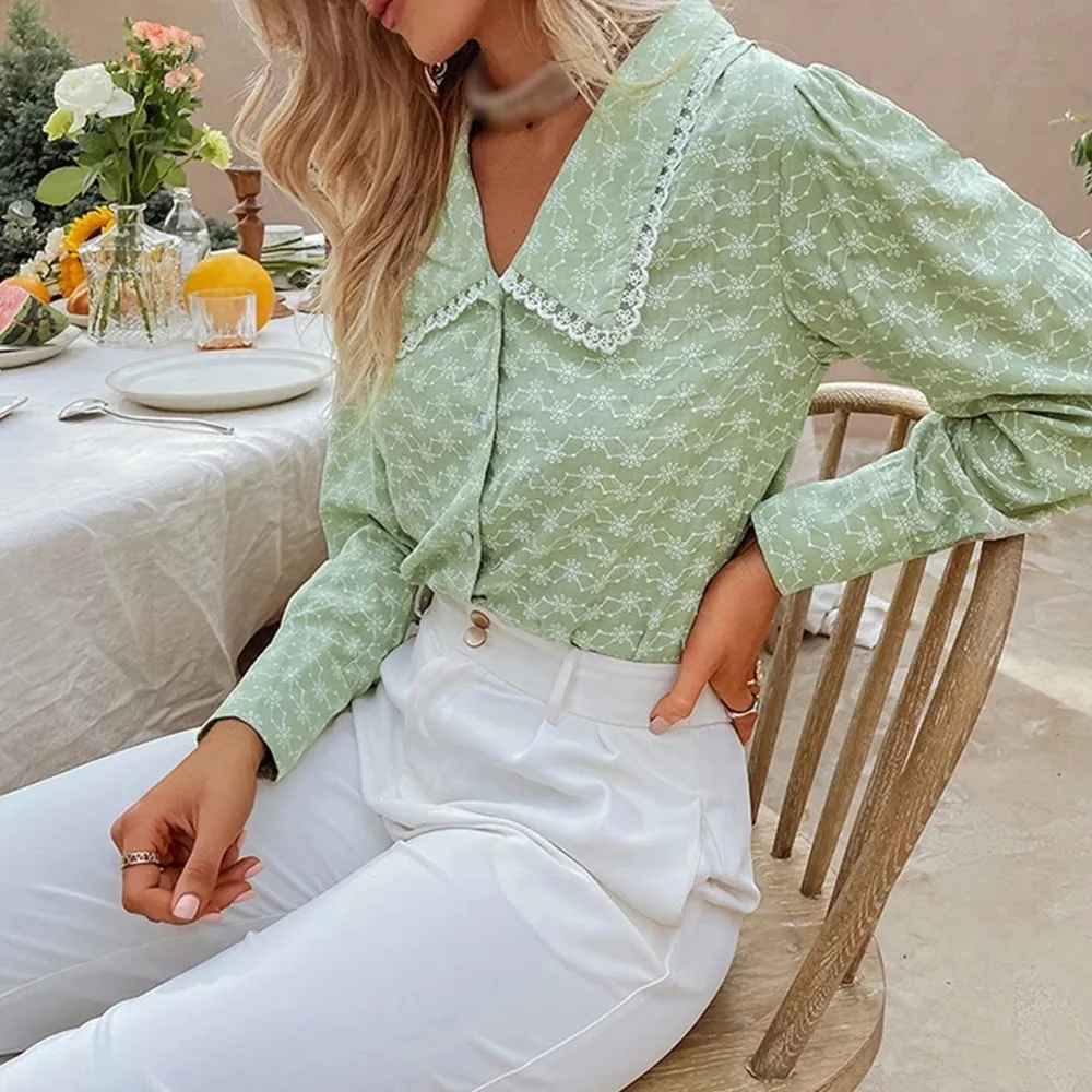 Women Floral Tops Print V-neck Elegant Button Skinny Regular Sleeves Blouse Shirt V-neck New Spring Outfit
Women Floral Tops Print V-neck Elegant Button Skinny Regular Sleeves Blouse Shirt V-neck New Spring Outfit
