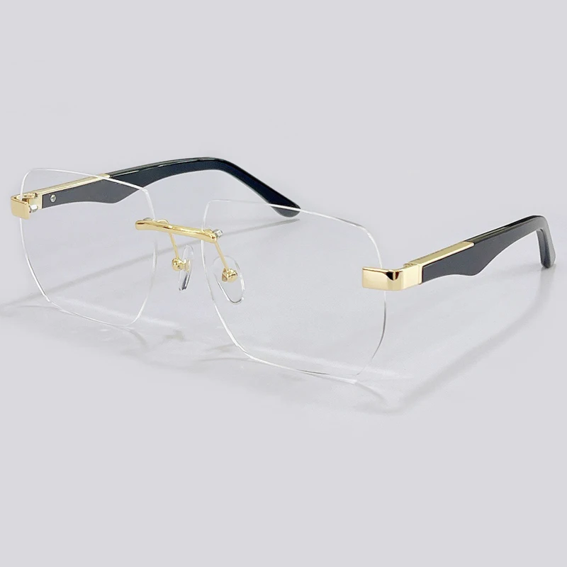 

Fashion Rectangle Glasses Frame Men/Women Brand Luxury Vintage Rimless Optical Glasses Frame Gafas De Hombre