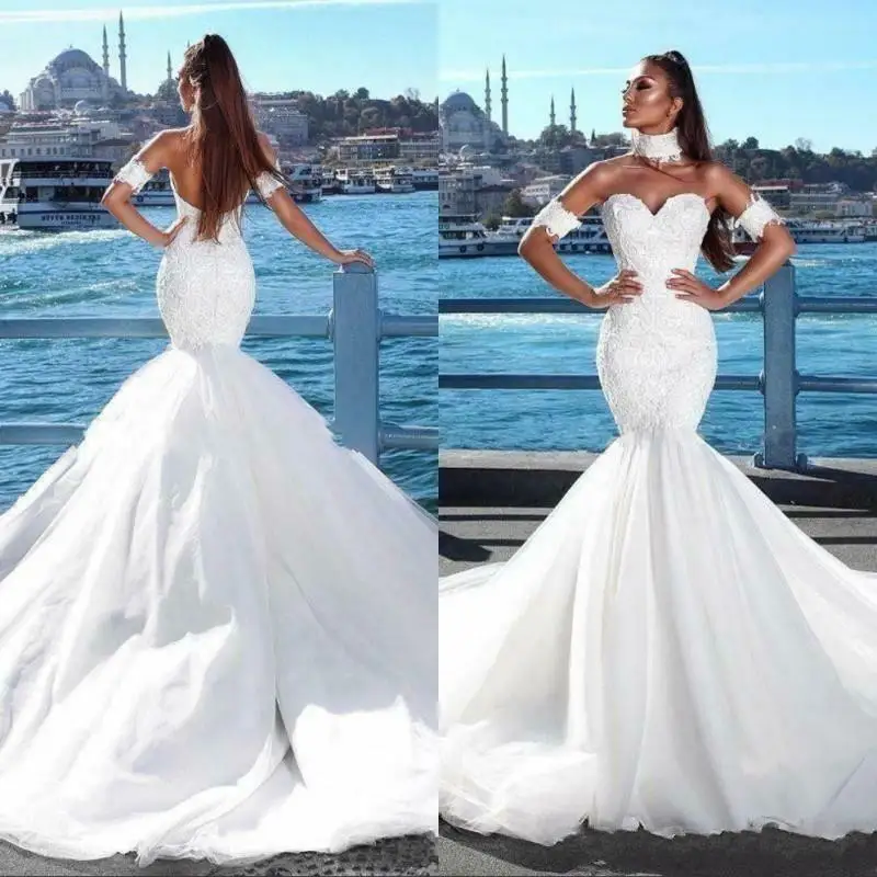 New Romantic Mermaid Wedding Dresses Illusion Backless Lace Appliques Beads Bridal Gowns Vestido De Novia
New Romantic Mermaid Wedding Dresses Illusion Backless Lace Appliques Beads Bridal Gowns Vestido De Novia