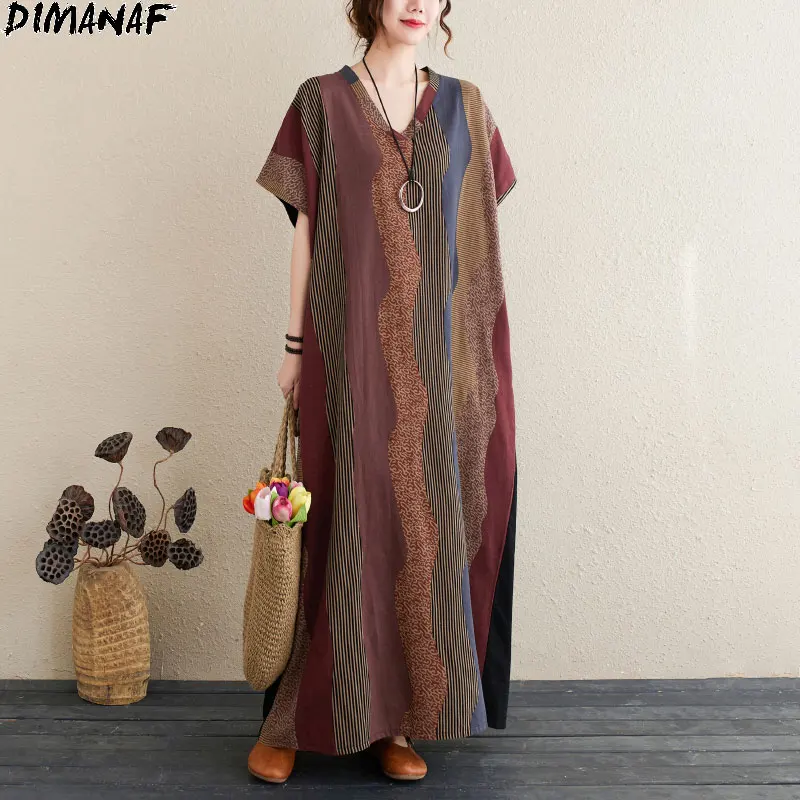 DIMANAF 2021 Oversize Summer Dress Women Sundress Retro V-Neck Bat Beach Bohemian Striped Linen Dress Oversize Loose Casual
DIMANAF 2021 Oversize Summer Dress Women Sundress Retro V-Neck Bat Beach Bohemian Striped Linen Dress Oversize Loose Casual