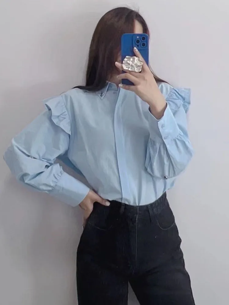 2022 winter new women's sweet and age-reducing design sense wild ruffled jewelry inlaid layered decoration casual shirt
2022 winter new women's sweet and age-reducing design sense wild ruffled jewelry inlaid layered decoration casual shirt