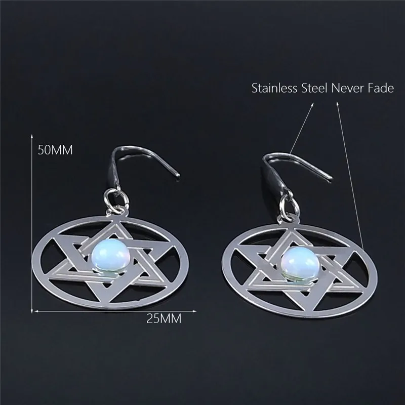 Hexagram Stainless Steel Moonstone Drop Earrings for Women Silver Color Earring Jewelry pendientes acero inoxidable mujer EXS03
Hexagram Stainless Steel Moonstone Drop Earrings for Women Silver Color Earring Jewelry pendientes acero inoxidable mujer EXS03