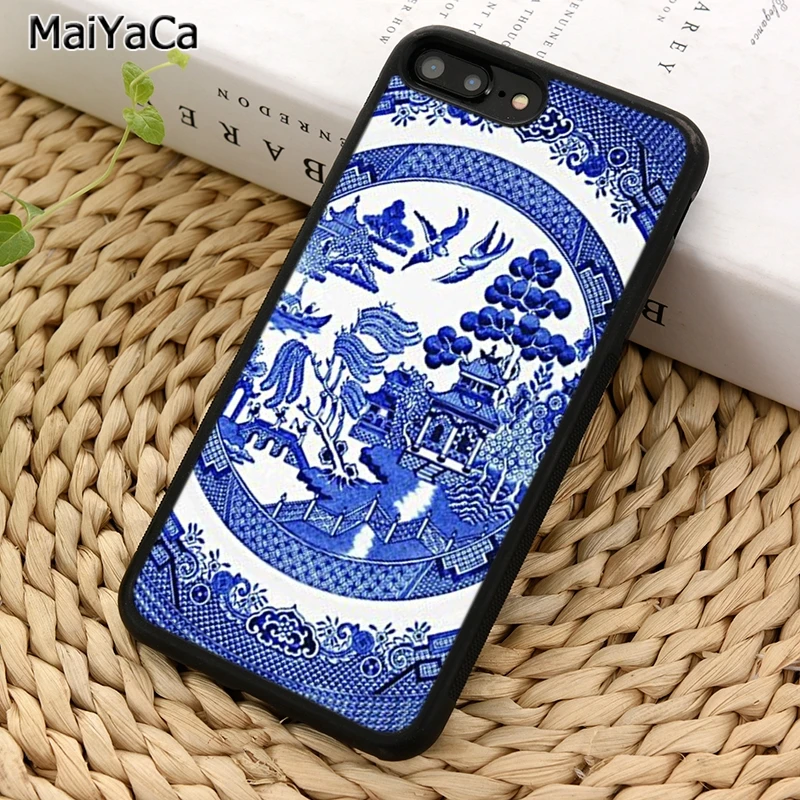 MaiYaCa синий Ивовый китайский чехол для телефона iPhone X XR XS 11 12 Pro MAX 5 6 7 8 Plus Samsung Galaxy S5 S6