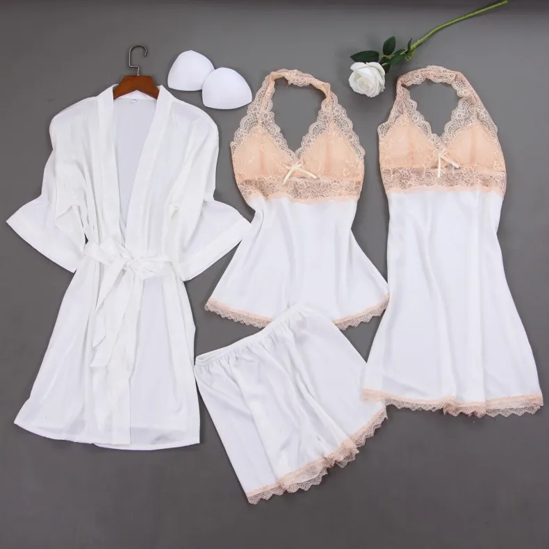 Nighty Pajamas Set Womens Robe Gown Sexy 4PCS Nightsuits V-Neck Nightdress Sleep Suit Nightshirts Kimono Pyjama Home Clothes
Nighty Pajamas Set Womens Robe Gown Sexy 4PCS Nightsuits V-Neck Nightdress Sleep Suit Nightshirts Kimono Pyjama Home Clothes