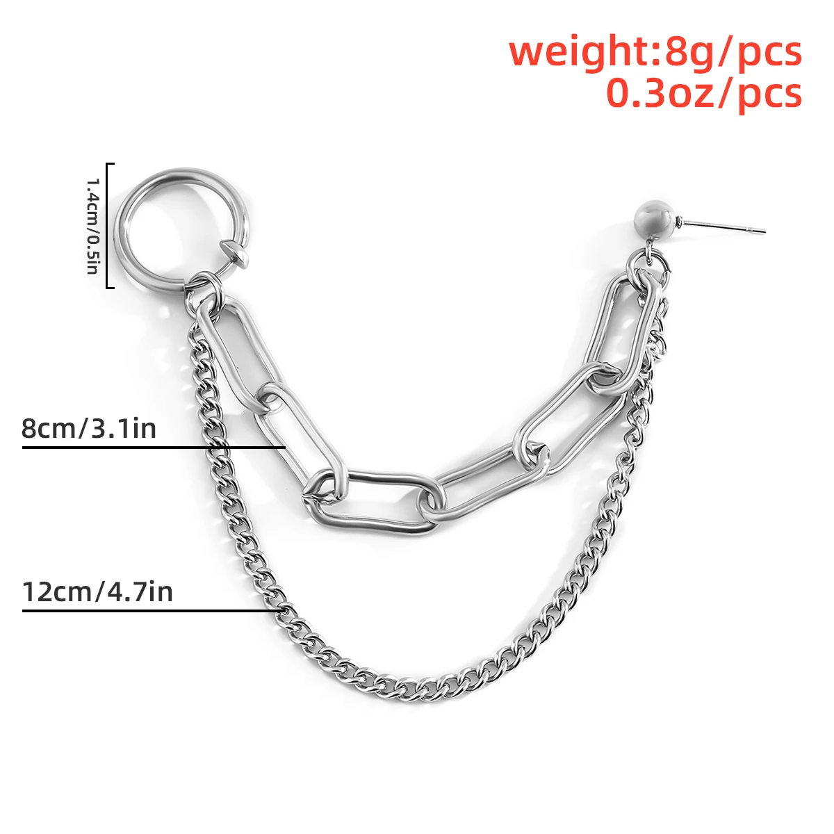 Punk Stainless Steel Link Chains Men Earrings Vintage Rock Multi Layer Tassel Circle Hanging Earrings Piercing Fashion Jewelry
Punk Stainless Steel Link Chains Men Earrings Vintage Rock Multi Layer Tassel Circle Hanging Earrings Piercing Fashion Jewelry