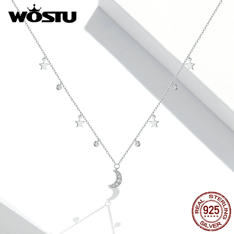 WOSTU Authentic 925 Sterling Silver White Moon & Star Pendant Necklace for Women Chain Link Necklaces Silver 925 Jewelry DXN420
WOSTU Authentic 925 Sterling Silver White Moon & Star Pendant Necklace for Women Chain Link Necklaces Silver 925 Jewelry DXN420