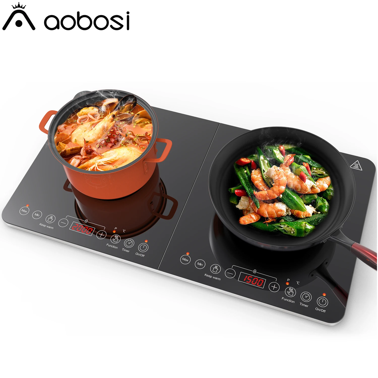Aobosi Induction Hob 3500W, Double Induction Plate With Sensor Touch Control,Black Crystal,Timer Function
Aobosi Induction Hob 3500W, Double Induction Plate With Sensor Touch Control,Black Crystal,Timer Function