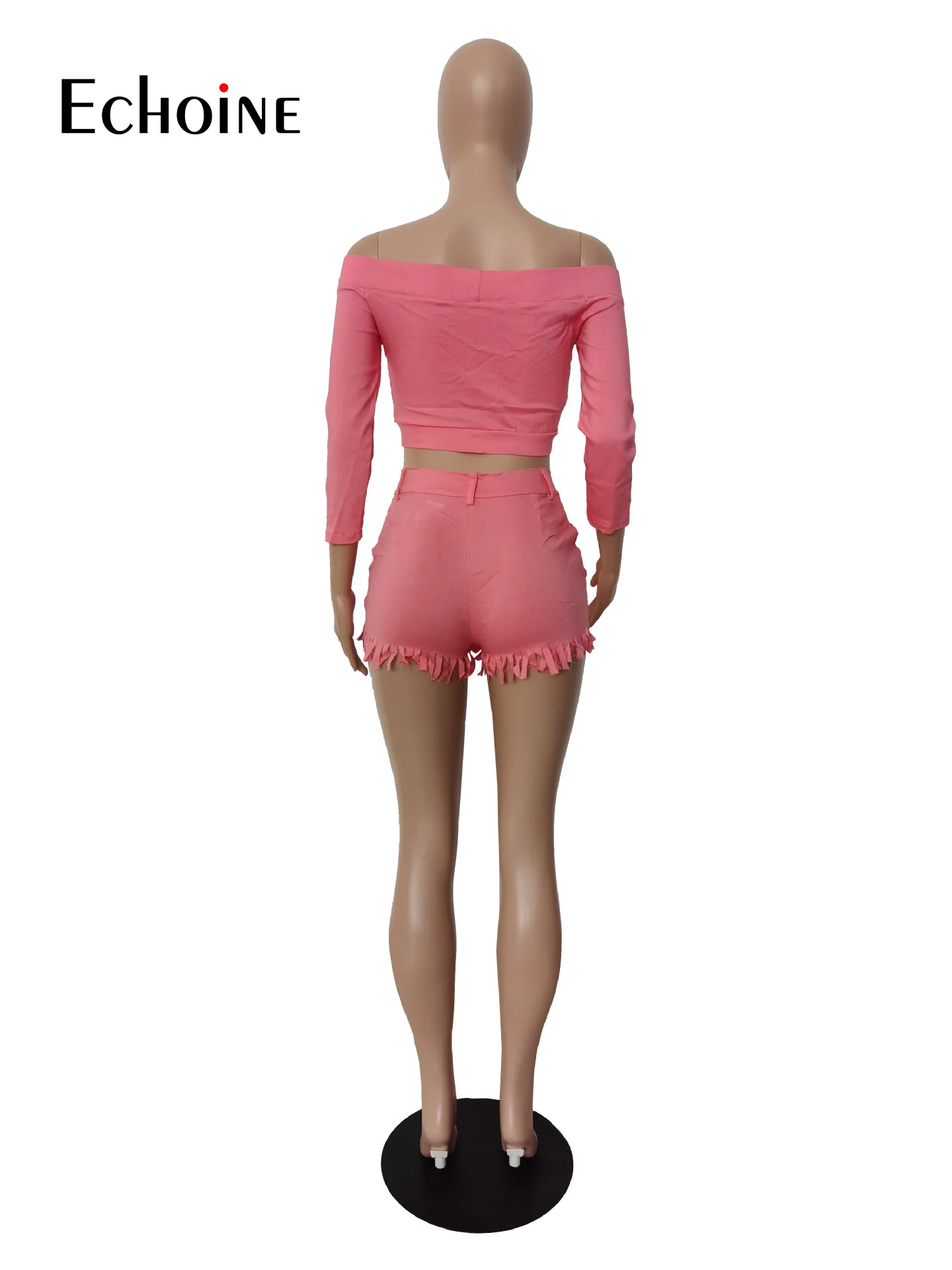 Echoine Woman Sexy Off-shoulder Wrist Sleeve Single-breasted Crop Top Tassel Pocket Shorts Two Piece Set Casual Outfits Summer
Echoine Woman Sexy Off-shoulder Wrist Sleeve Single-breasted Crop Top Tassel Pocket Shorts Two Piece Set Casual Outfits Summer