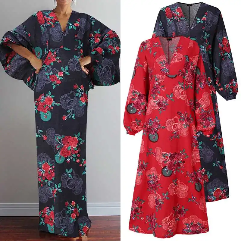 Party Maxi Dress Women Floral Printed Holiday Long Dress Cotton Linen Sundress VONDA Sexy Party Vestidos Deep V Neck Robe Femme
Party Maxi Dress Women Floral Printed Holiday Long Dress Cotton Linen Sundress VONDA Sexy Party Vestidos Deep V Neck Robe Femme