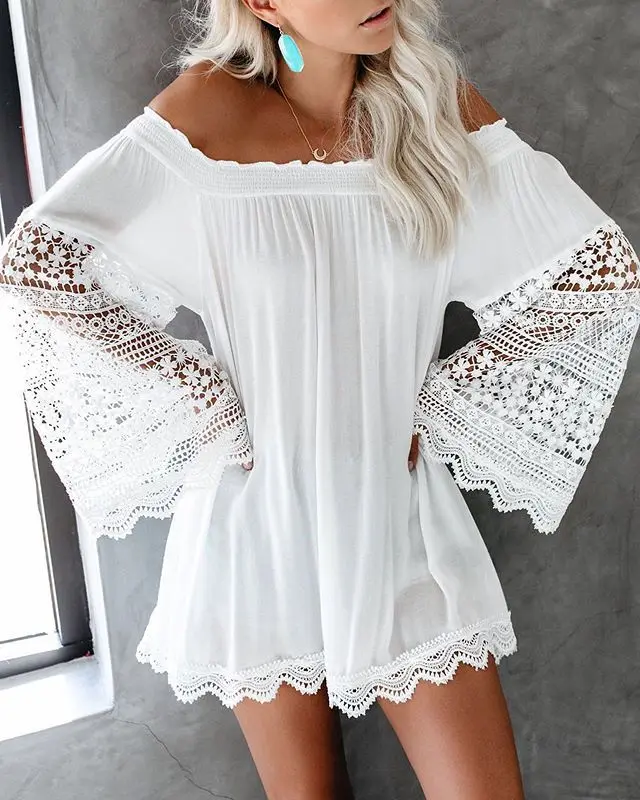 2021 New Evening Party Shirt Dresses Women Hollow Out Floral Lace Off Shoulder White Dress Office Lady Work Dresses
2021 New Evening Party Shirt Dresses Women Hollow Out Floral Lace Off Shoulder White Dress Office Lady Work Dresses