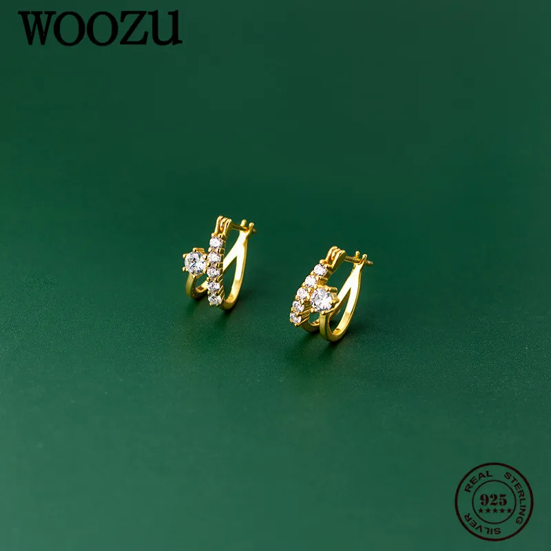 WOOZU Genuine 925 Sterling Silver Geometric Double Layer Zircon Hoop Earrings For Women Party Punk Classic Piercing Jewelry Gift
WOOZU Genuine 925 Sterling Silver Geometric Double Layer Zircon Hoop Earrings For Women Party Punk Classic Piercing Jewelry Gift