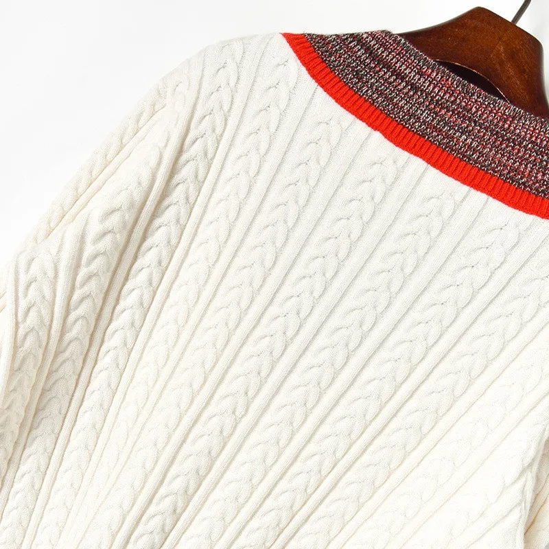Luxury Brand Designer Knitted Pullovers for Women V Neck Contrast Twist Thick Loose Knitted Sweater
Luxury Brand Designer Knitted Pullovers for Women V Neck Contrast Twist Thick Loose Knitted Sweater