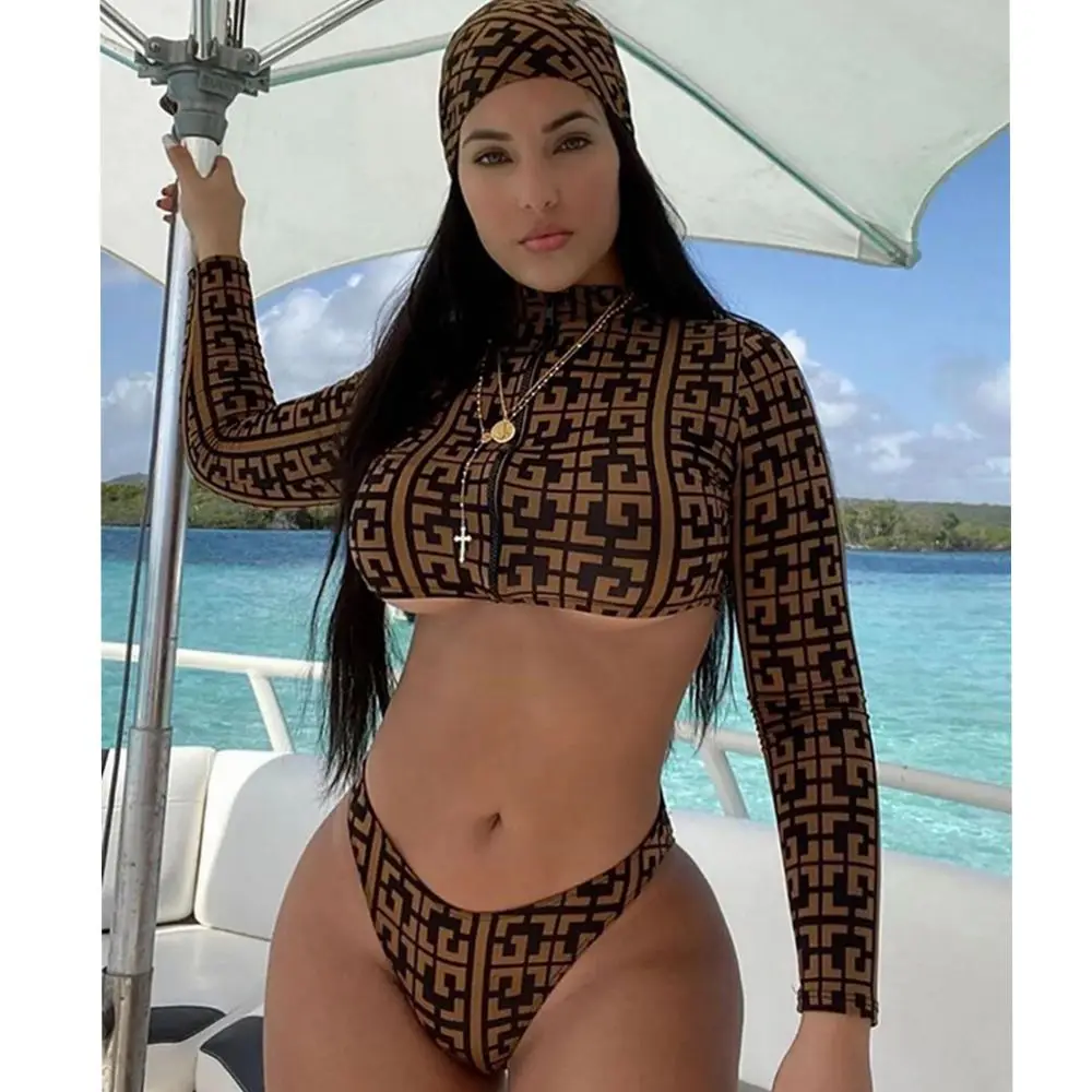 Long Sleeve Women 2021 Swimsuits Checkered Printed Swimwear Zipper Anti-UV High Waist Bathing Suits Swimming Wear Beachwear
Long Sleeve Women 2021 Swimsuits Checkered Printed Swimwear Zipper Anti-UV High Waist Bathing Suits Swimming Wear Beachwear