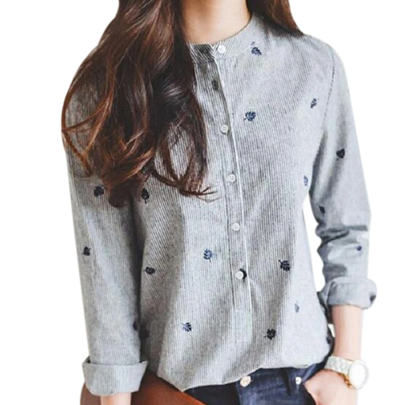Women Autumn Leaves Embroidery Long Sleeve Blouses Female Ladies Casual Shirt Tops Striped Casual Blouse XL
Women Autumn Leaves Embroidery Long Sleeve Blouses Female Ladies Casual Shirt Tops Striped Casual Blouse XL