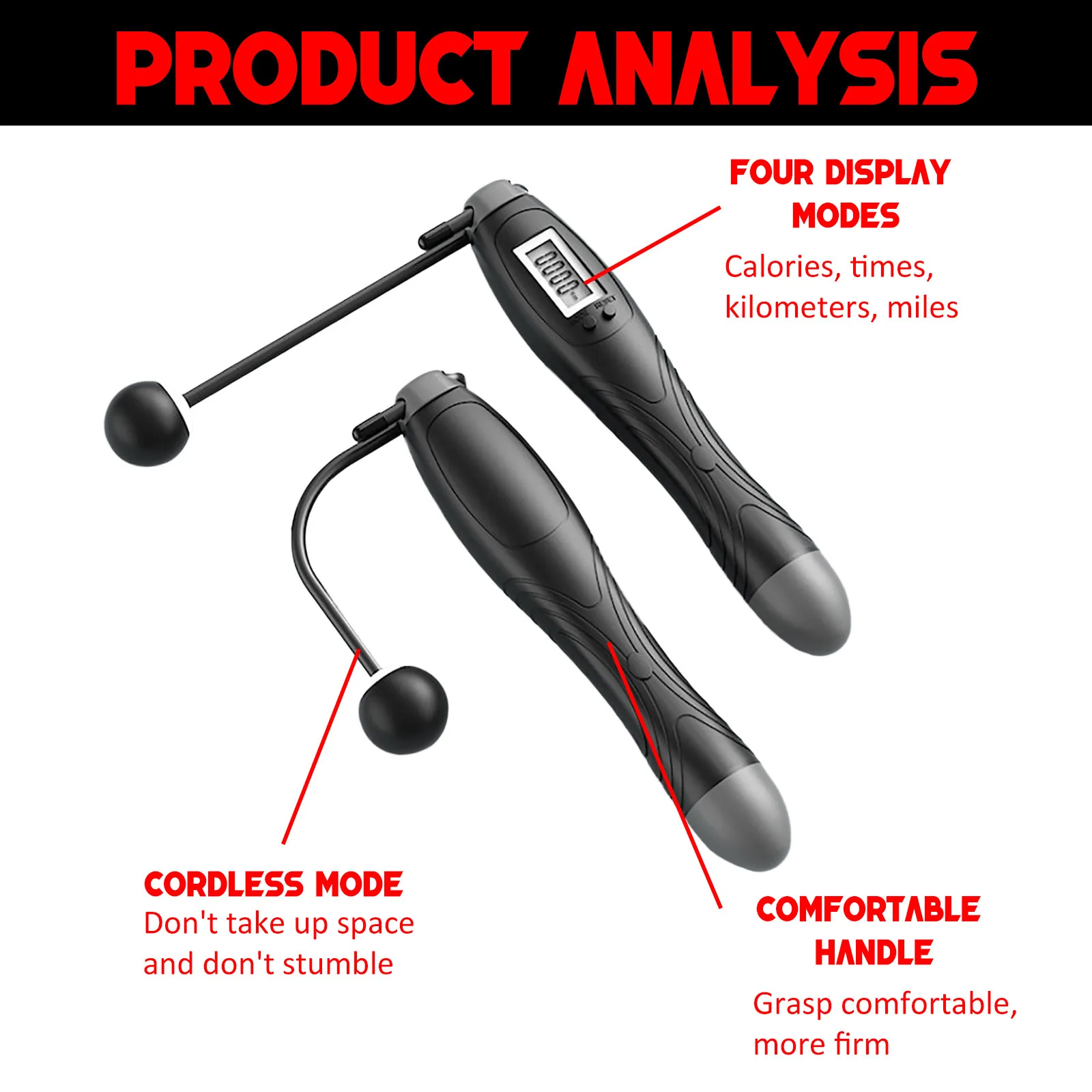 Cordless Jump Ropes Smart Electronic Digital wireless Skip Rope Calorie Consumption Fitness Body Building Exercise Jumping Rope
Cordless Jump Ropes Smart Electronic Digital wireless Skip Rope Calorie Consumption Fitness Body Building Exercise Jumping Rope