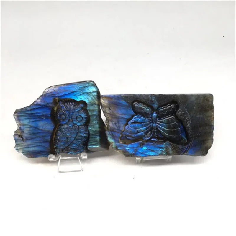 

1pcs Beautiful Natural Quartz Labradorite Hand Carved Owl Healing Crystal For Gifts