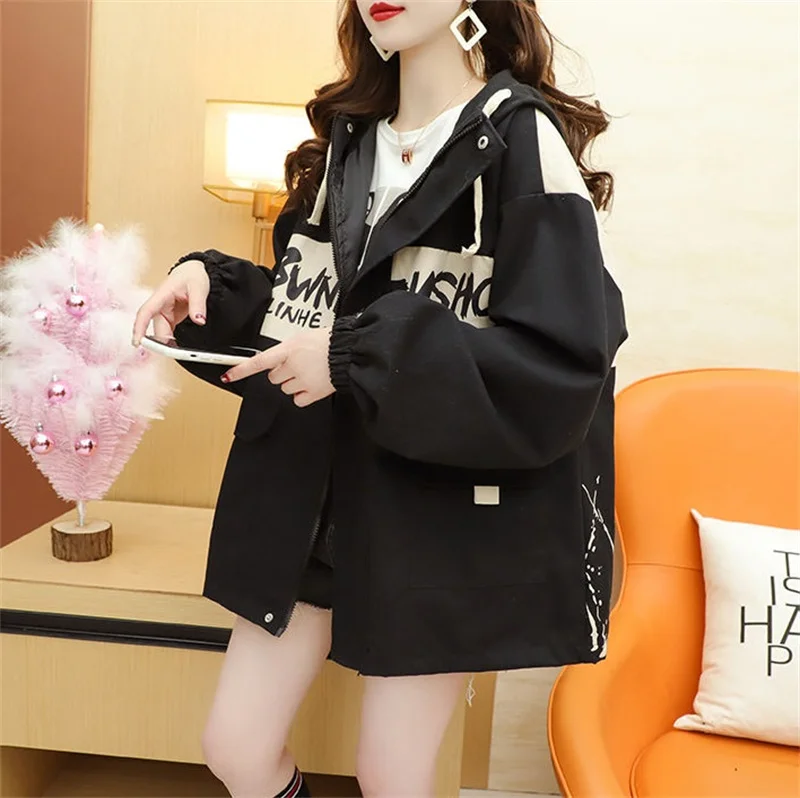 Lace Lining Loose Casual Hooded Jacket Women 2021 New Style Early Spring Net Red Fried Street Hong Kong Style Windbreaker
Lace Lining Loose Casual Hooded Jacket Women 2021 New Style Early Spring Net Red Fried Street Hong Kong Style Windbreaker