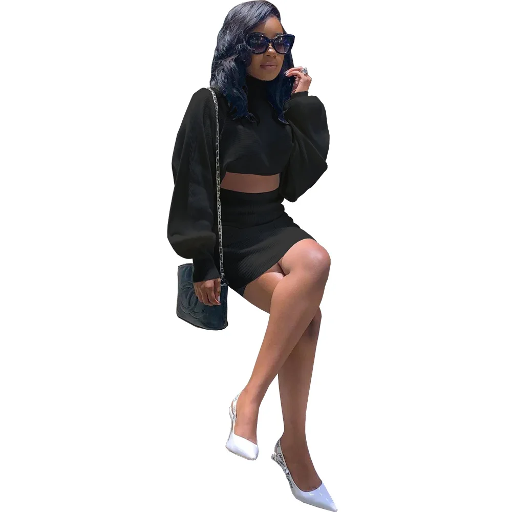 Elastic Hight Ribbed Knitted Two Piece Matching Set Women Tracksuit Turtleneck Long Sleeve Crop Top and Bandage Mini Skirt New
Elastic Hight Ribbed Knitted Two Piece Matching Set Women Tracksuit Turtleneck Long Sleeve Crop Top and Bandage Mini Skirt New