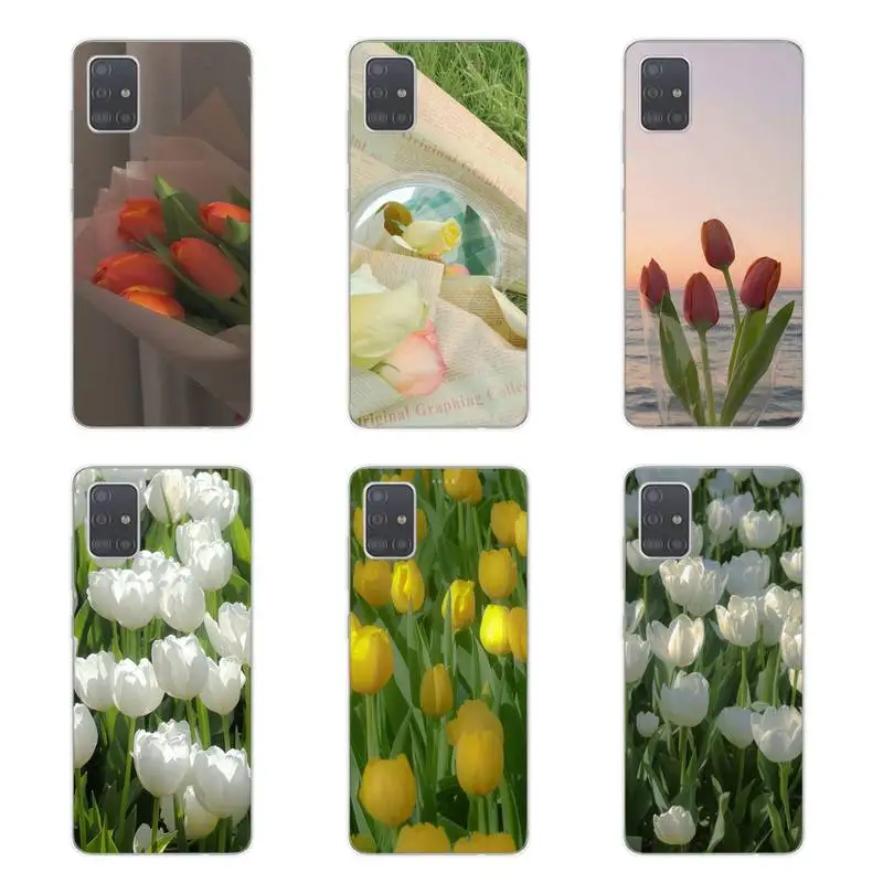 Красивые чехлы для телефонов с цветами тюльпана Samsung S4 S5 S6 S7 S7Edge S8 S9 S1E Plus S20Fe lite