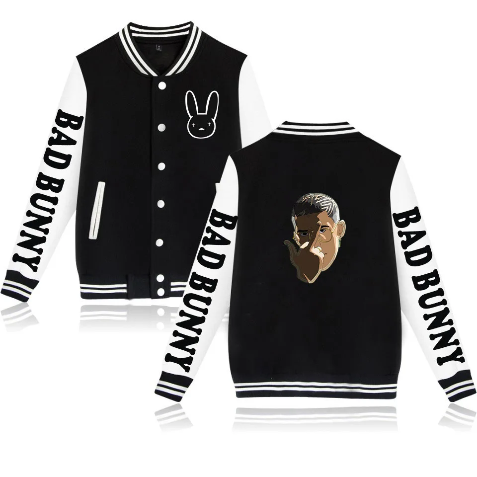 Bad Bunny Baseball Jacket Uniform Fleece Jacket Women Men Hip Hop Harajuku black Hoodies Sweatshirt Oversized Clothes
Bad Bunny Baseball Jacket Uniform Fleece Jacket Women Men Hip Hop Harajuku black Hoodies Sweatshirt Oversized Clothes