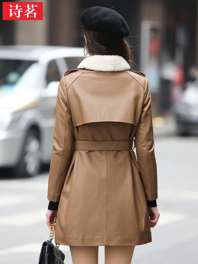 winter new Haining leather down jacket women's medium and long slim fit Mink Collar detachable sheep leather jacket
winter new Haining leather down jacket women's medium and long slim fit Mink Collar detachable sheep leather jacket