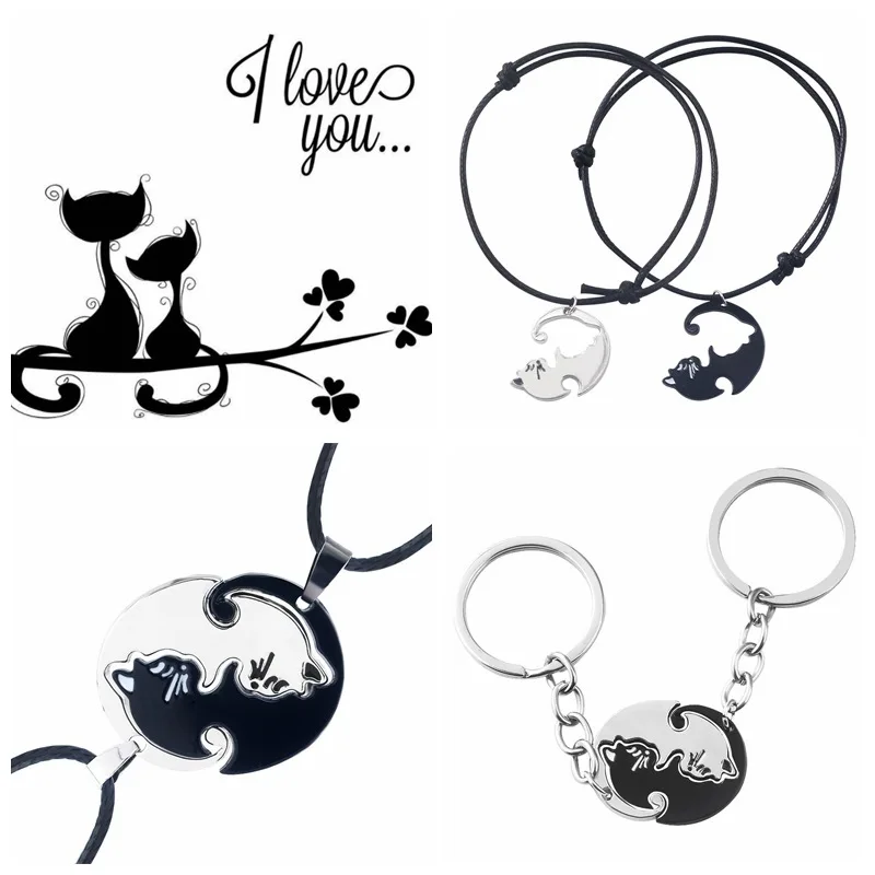 Cute Black White Cat Couple Keychain Animal Cat Pendant Key Chain for Couples Choker Keyring Valentine's Day Gift Key Pendant
Cute Black White Cat Couple Keychain Animal Cat Pendant Key Chain for Couples Choker Keyring Valentine's Day Gift Key Pendant