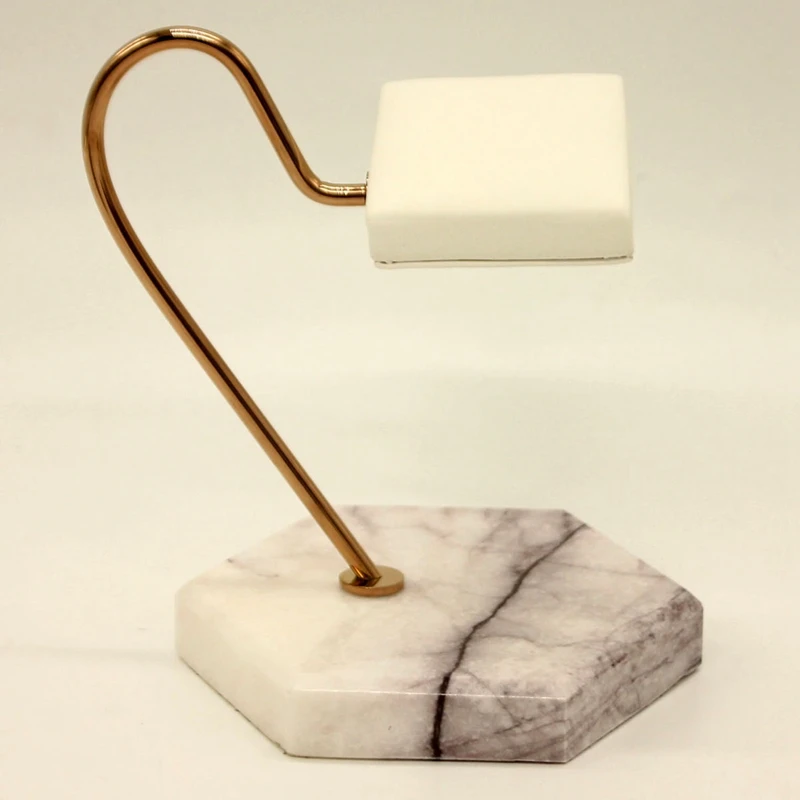 Watch Display Stand White Natural Marble Base Gold Metal Support Rod PU Bracket Watch Storage Display Stand