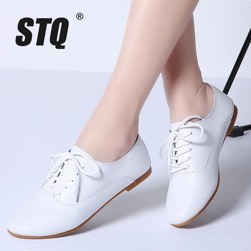 STQ 2020 весенние женские туфли-оксфорды Балетки на плоской подошве Женская обувь из