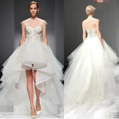 Sleeveless Wedding Dresses Lace Tulle Boho Hi-low Bridal Dresses Ball Gown Short Wedding Gowns Custom LB20486 
Sleeveless Wedding Dresses Lace Tulle Boho Hi-low Bridal Dresses Ball Gown Short Wedding Gowns Custom LB20486