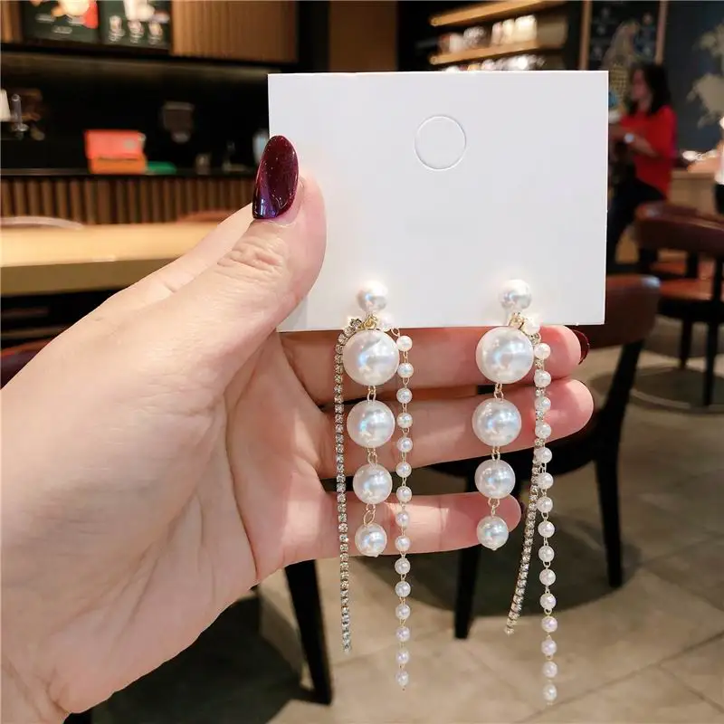Korean Big Pearl Tassel Long Drop Earrings For Women White New Party Wedding Jewelry Brincos Wholesale
Korean Big Pearl Tassel Long Drop Earrings For Women White New Party Wedding Jewelry Brincos Wholesale