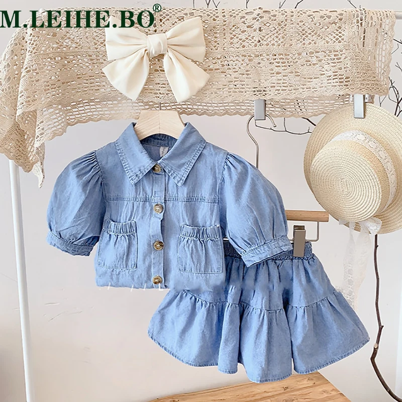 2022 Summer New Children's Girls Clothing Sets Girls Fashion Denim Puff Sleeve Top+skirt Two-piece Suits Kids Clothes Girls 2-7Y 
2022 Summer New Children's Girls Clothing Sets Girls Fashion Denim Puff Sleeve Top+skirt Two-piece Suits Kids Clothes Girls 2-7Y