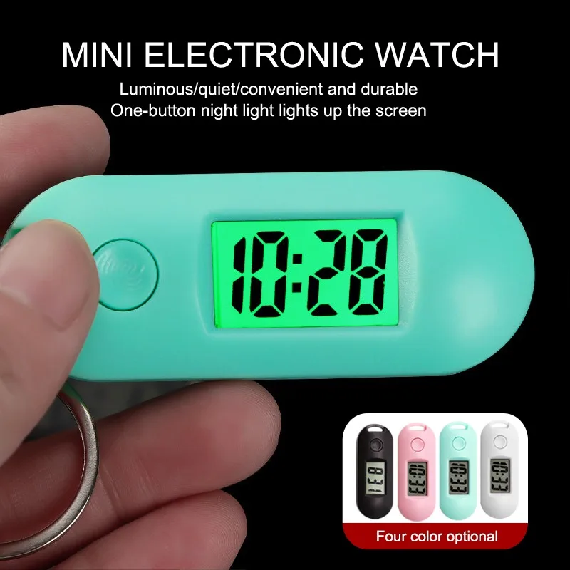Бесшумные светящиеся цифровые электронные мини-часы карманные часы с зеленой
