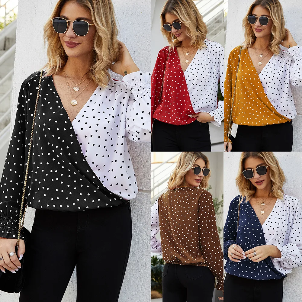 2020new Splicing Polka Dot Long-sleeved Shirt Casual Shirt Women Splicing Two-color Dot Printing V-neck Large Size Chiffon Shirt
2020new Splicing Polka Dot Long-sleeved Shirt Casual Shirt Women Splicing Two-color Dot Printing V-neck Large Size Chiffon Shirt