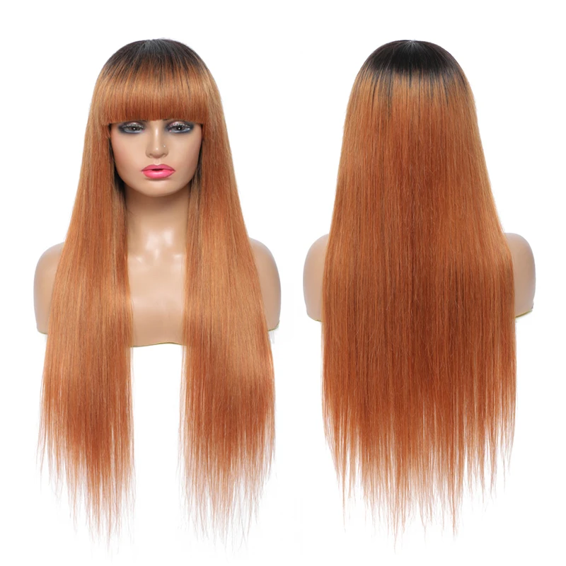Ombre Brown Human Hair Wigs With Bangs Brazilian Straight 100% Human Hair Wigs For Black Women Non-Remy Full Machine Made Wig
Ombre Brown Human Hair Wigs With Bangs Brazilian Straight 100% Human Hair Wigs For Black Women Non-Remy Full Machine Made Wig