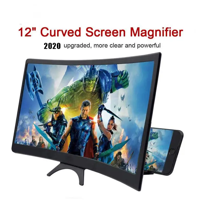 Фирменная Новинка 12 ''HD 3D Лупа изогнутые увеличенные Экран мобильный телефон