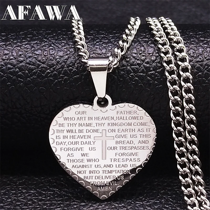Heart Catholicism Cross Stainless Steel Long Necklaces Silver Color Necklaces Jewelry collier en acier inoxydab XH308S02
Heart Catholicism Cross Stainless Steel Long Necklaces Silver Color Necklaces Jewelry collier en acier inoxydab XH308S02