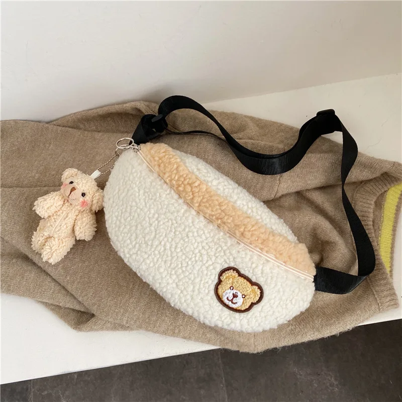 New Cute Plush Chest Bag Fashion All-match One-shoulder Messenger Girls Casual Waist