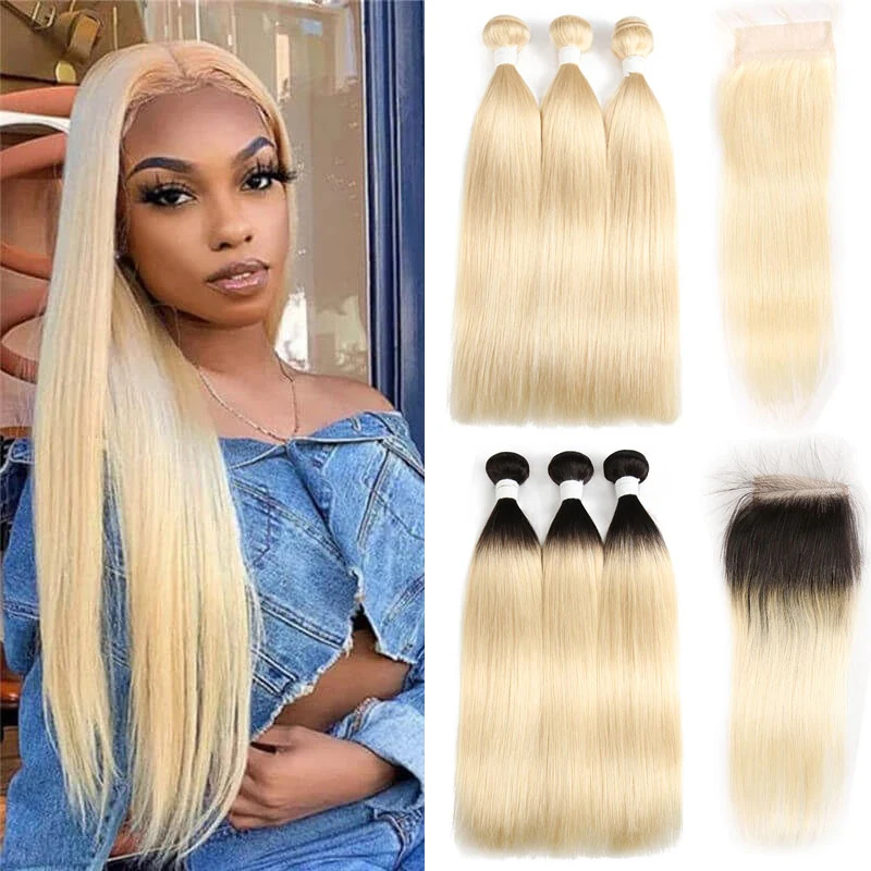 1B/613 Honey Blonde Brazilian Straight Remy Human Hair 3 Bundles With Lace Closure Blonde Ombre Bundles With Closure KEMY
1B/613 Honey Blonde Brazilian Straight Remy Human Hair 3 Bundles With Lace Closure Blonde Ombre Bundles With Closure KEMY