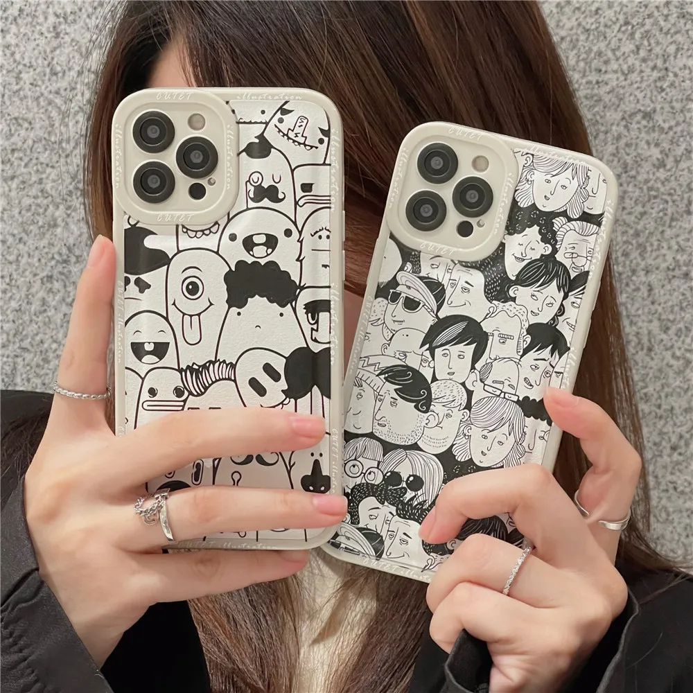 Black and White Cartoon Character Soft Frame Phone Case For iPhone 13 12 11 PRO MAX XS X XR 7 8 PLUS Anti Fall Protective Cover
Black and White Cartoon Character Soft Frame Phone Case For iPhone 13 12 11 PRO MAX XS X XR 7 8 PLUS Anti Fall Protective Cover