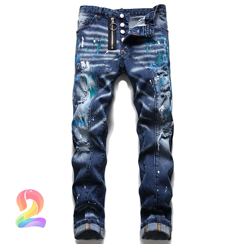 Джинсы DSQ2, модные, рваные, стрейчевые, с рисунком в горошек, декоративные мужские джинсовые брюки dsq
Джинсы DSQ2, модные, рваные, стрейчевые, с рисунком в горошек, декоративные мужские джинсовые брюки dsq