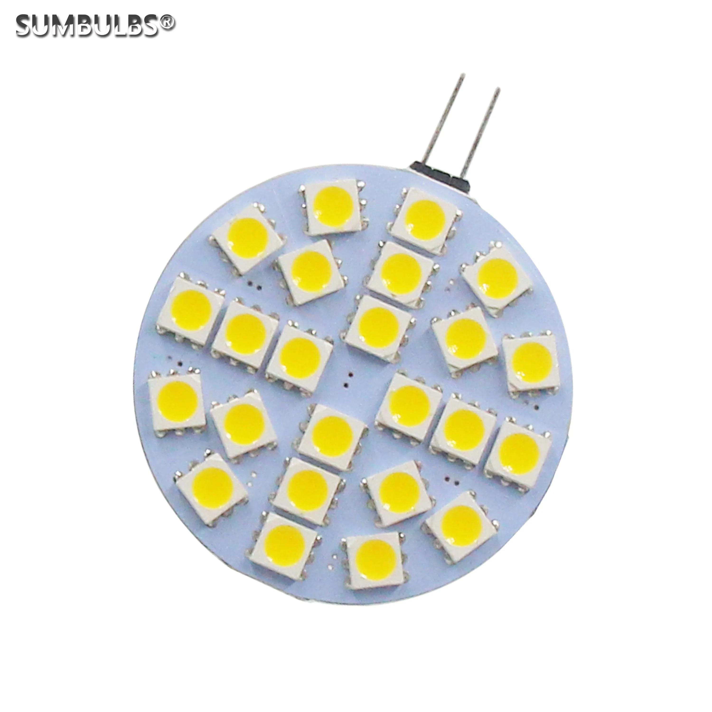 

SUMBULBS 5W G4 5050 SMD 180 Degrees 24 Bi-Pin LED Chips Light Lamp Bulb DC 12V Input Warm Cold White