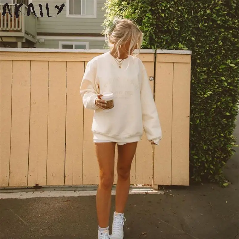 Akaily Autumn Streetwear White Hoodie Women Solid O Neck Loose Sweatshirts Ladies Letter Print Fashion Casual Long Sleeve Top
Akaily Autumn Streetwear White Hoodie Women Solid O Neck Loose Sweatshirts Ladies Letter Print Fashion Casual Long Sleeve Top