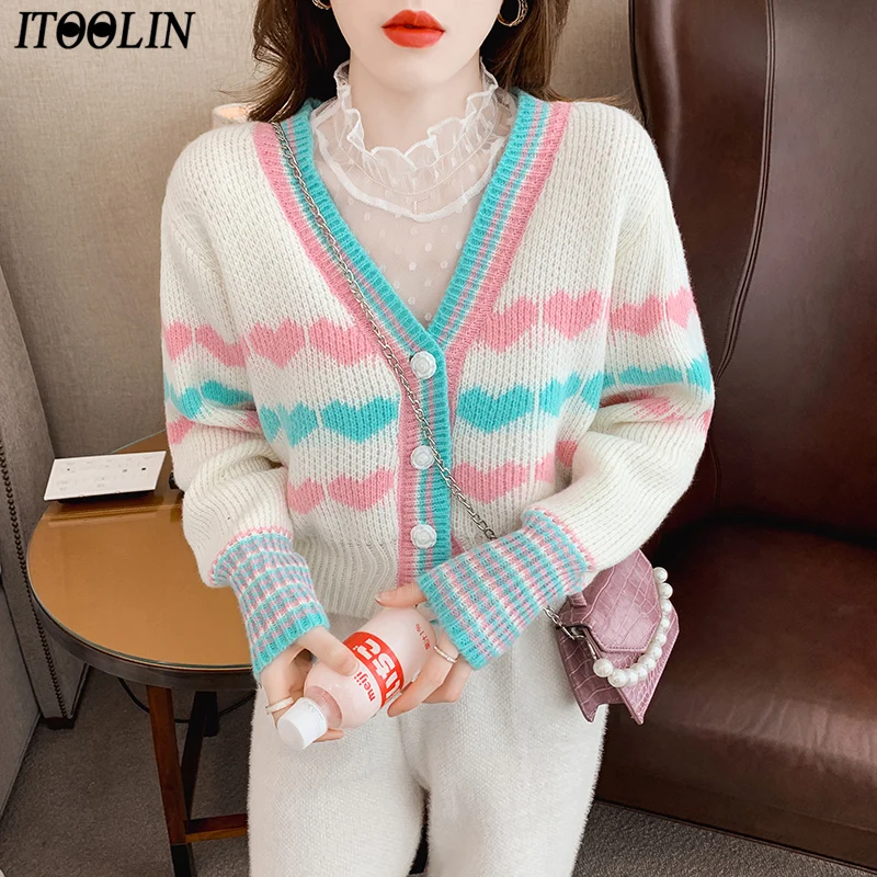 ITOOLIN, милый модный кардиган с V-образным вырезом, свитер для женщин, вязаные топы с длинным рукавом и сердечками, весенний свитер в контрастну...
ITOOLIN, милый модный кардиган с V-образным вырезом, свитер для женщин, вязаные топы с длинным рукавом и сердечками, весенний свитер в контрастну...